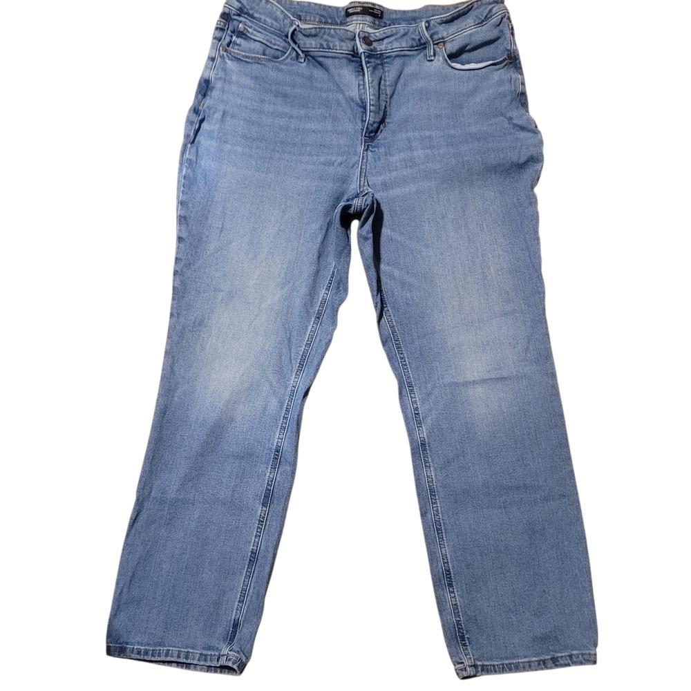 Simply‎ Vera Vera Wang Mid Rise Slim Straight Jeans Womens 16 Medium Wash Blue
